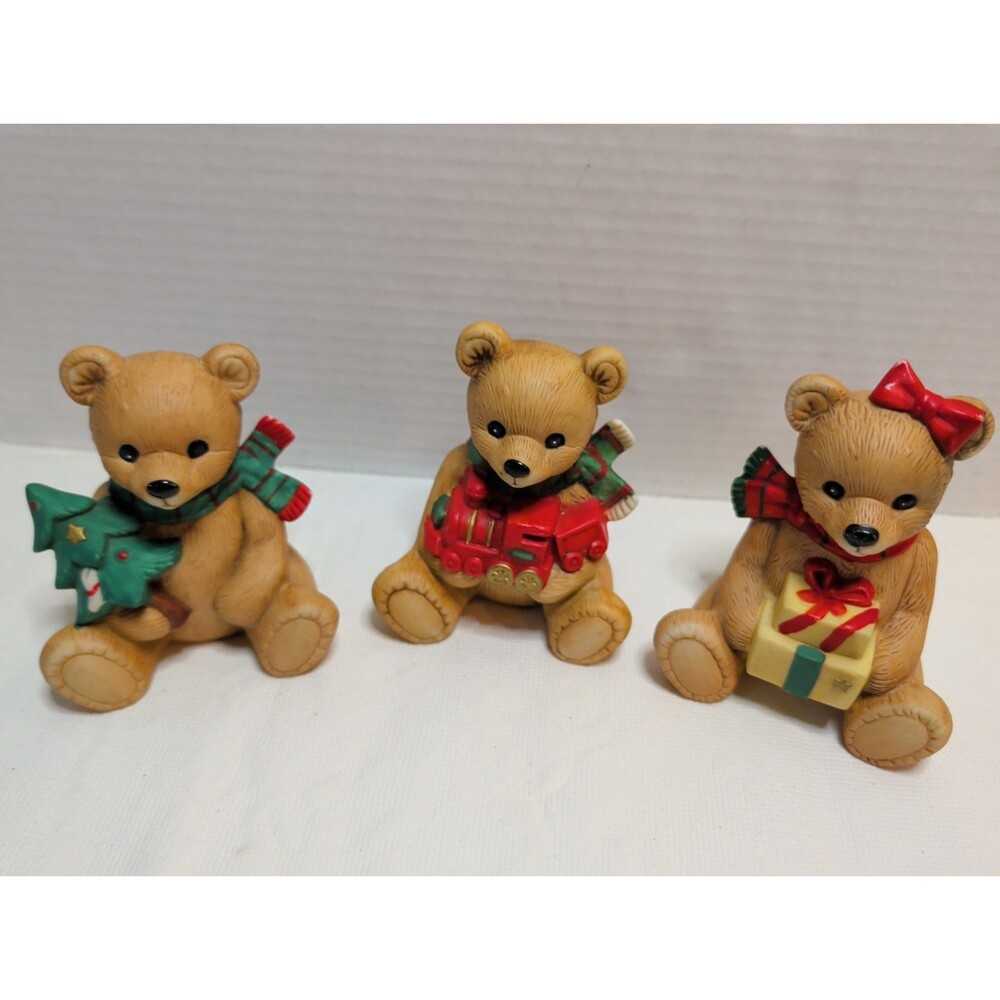 VTG HOMCO Home Interiors Christmas BEARS Set of 3 Holiday